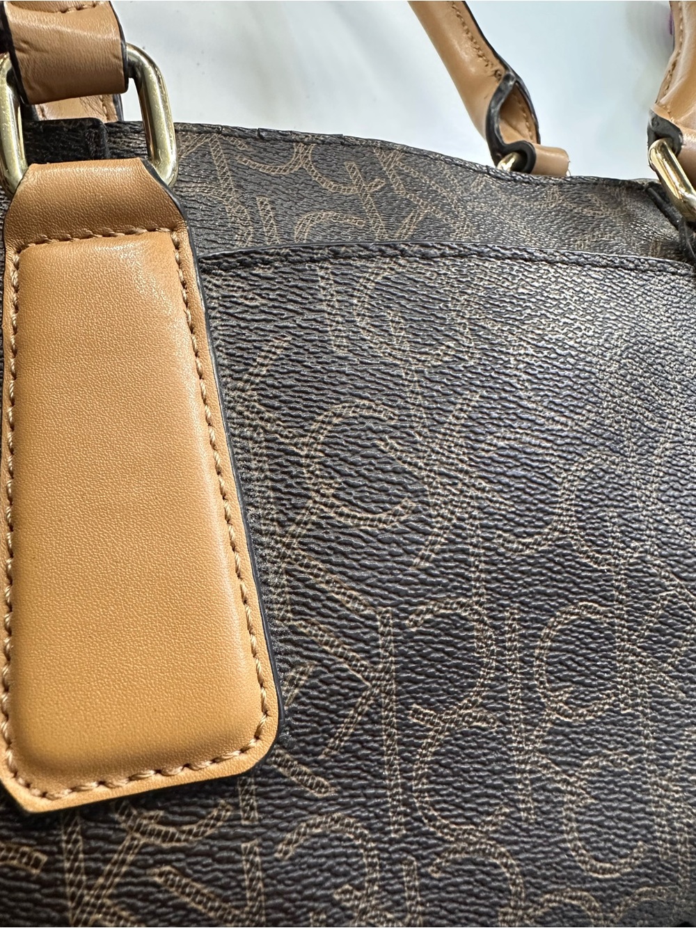 Calvin Klein Brown Monogram Saddle Bag - Picture 2 of 6